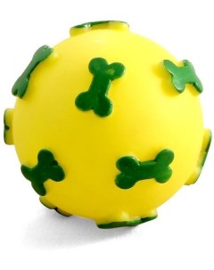 Апорт для собак Мяч с косточками из винила желто зеленый 6 см Триол