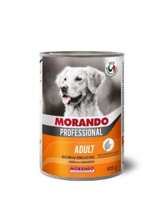 Влажный корм для собак Professional с кусочками ягненка и рисом 24 шт по 405 г Morando