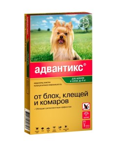 Капли для собак от блох клещей и комаров Bayer Адвантикс массой до 4 кг 0 4 мл Elanco