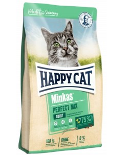 Сухой корм для кошек Minkas Perfect Mix Adult с птицей ягненком и рыбой 0 5кг Happy cat