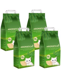 Наполнитель для туалета кошек древесный впитывающий 4 шт по 10 л Aromaticat