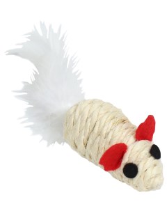 Игрушка для кошек Мышь сизалевая малая с меховым хвостом 5 5 см белая Nobrand