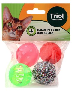 Мяч для кошек ПВХ пластик разноцветный 5 см 4 шт Триол