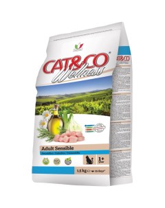 Сухой корм для кошек Wellness Cat Co Adult Sensible рыба и рис 1 5 кг Wellness core