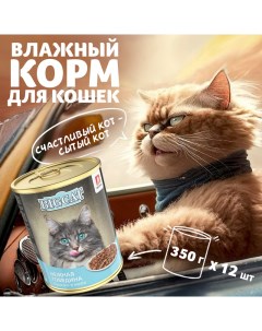 Влажный корм для кошек BIG CAT Консервированный Нежная говядина 12 шт 350 г Зоогурман