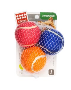 Игрушка пищалка для собак теннисный мяч длина 4 8 см 3 шт Gigwi