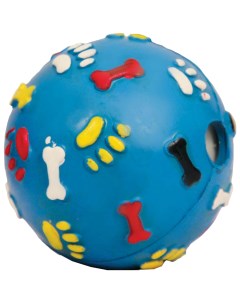 Апорт для собак Мяч с лапками и косточками из резины со звуком голубой 7 5 см Триол