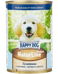 Консервы для щенков NaturLine телятина печень сердце и рис 20шт по 400г Happy dog