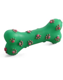 Игрушка пищалка для собак Кость с лапками из винила зеленая 15 см Триол