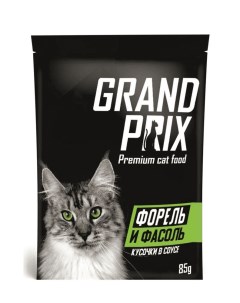 Влажный корм для кошек Premium с форелью и фасолью в соусе 85г Grand prix