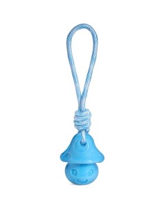 Жевательная игрушка для собак Гриб с верёвкой голубой 8 см Триол