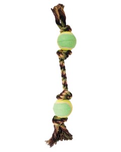 Грейфер для собак Веревка 4 узла и 2 мяча коричневый бежевый зеленый 50 см Триол