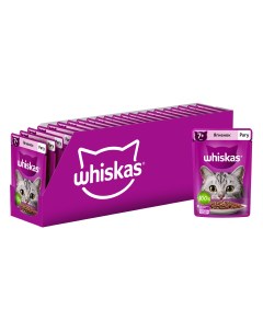 Влажный корм для кошек старше 7 лет рагу с ягненком 28 шт по 75 г Whiskas