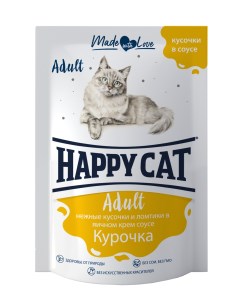 Влажный корм для кошек курица 24шт по 100г Happy cat