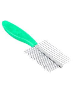 Расческа Лапки двусторонняя с прямыми зубьями пластиковая ручка зеленая Пижон