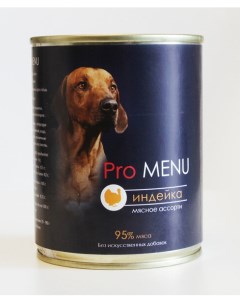 Консервы для собак мясное ассорти с индейкой 410 г Pro menu