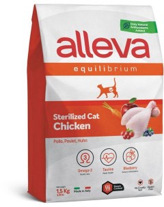 Сухой корм для кошек Equilibrium Sterilized курица 1 5кг Alleva