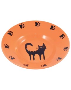 Миска для кошек Mr Kranch керамическая блюдце 140 мл оранжевая Mr.kranch
