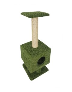Домик для кошек Квадратный на ножках ковролин зеленый 38х38х100 см Пушок