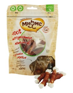 Лакомство для собак кальцинированные косточки с утиным мясом 100г Мнямс