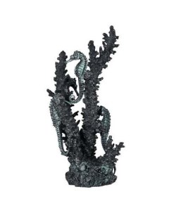 Декорация для аквариума Коралл с морскими коньками M средняя черная 13х13х26 см Biorb