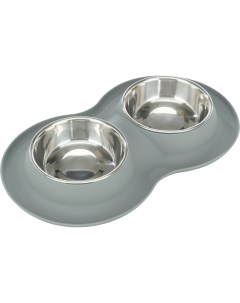 Двойная миска для собак сталь силикон серый 0 8 л Trixie