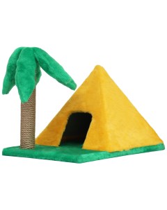 Домик для кошек Пирамидка с когтеточкой Пальма 38 х 40 х 61 см Nobrand