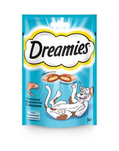 Лакомство для кошек Лакомые подушечки с лососем 30г Dreamies