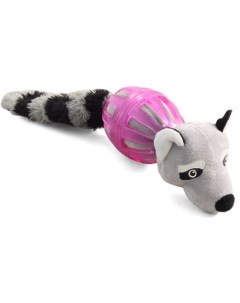 Жевательная игрушка для собак Енот в броне из хлопка и резины розово серый 35 см Триол