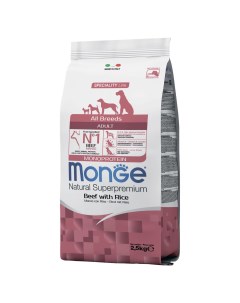 Сухой корм для собак Monoprotein All Breeds все породы говядина рис 2 5кг Monge