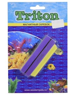 Скребок для чистки аквариума Тритон магнитный средний разноцветный