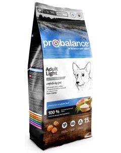 Сухой корм для собак Adult Light контроль веса 15 кг Probalance