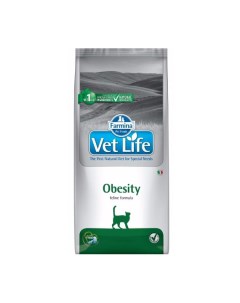 Сухой корм для кошек Vet Life Obesity для снижения лишнего веса курица 10кг Farmina
