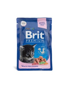 Влажный корм для котят Premium с белой рыбой в соусе 85г Brit*