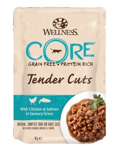 Влажный корм для кошек Tender Cuts из курицы с лососем нарезка 85 г Wellness core