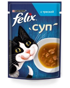 Влажный корм для кошек Суп с треской 48 г Felix
