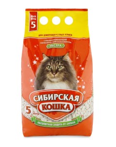 Экстра Наполнитель для длинношерстных кошек впитывающий 5л Сибирская кошка