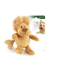 Мягкая игрушка для собак Лев с пищалкой бежевый длина 10 см Gigwi