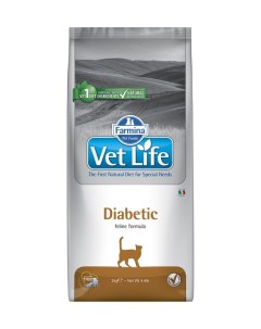 Сухой корм для кошек Vet Life Diabetic при сахарном диабете курица 2кг Farmina