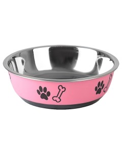 Миска для собак округлая с нескользящим основанием с принтом розовая 450 мл Пижон