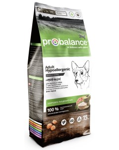 Сухой корм для собак Hypoallergenic чувствительное пищеварение 15 кг Probalance
