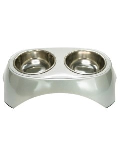 Двойная миска для кошек и собак меламин металл белый 0 32 л Superdesign
