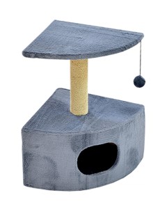 Домик для кошек круглый угловой серый мех 43x43x67 см Зооник