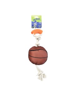 Игрушка для собак Мяч баскетбольный с канатом и пищалкой текст 12х52см Pet star