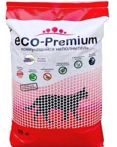 Комкующийся наполнитель Eco Premium Лаванда древесный 55 л 20 2 кг Eco-premium