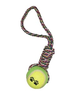 Игрушка для собак Мяч желто зеленый цвет веревки цветной Nobrand