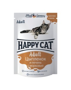 Влажный корм для кошек цыпленок печень 1шт по 100г Happy cat
