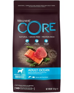 Сухой корм для собак Adult All Breeds Ocean лосось тунец 1 8кг Wellness core