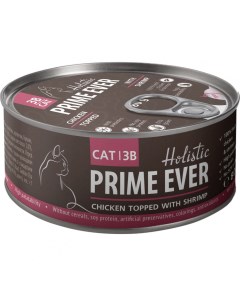 Консервы для кошек 3B Цыпленок с креветками в желе 24шт по 80г Prime ever