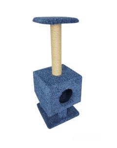 Домик для кошек Квадратный на ножках ковролин голубой 38х38х100 см Пушок